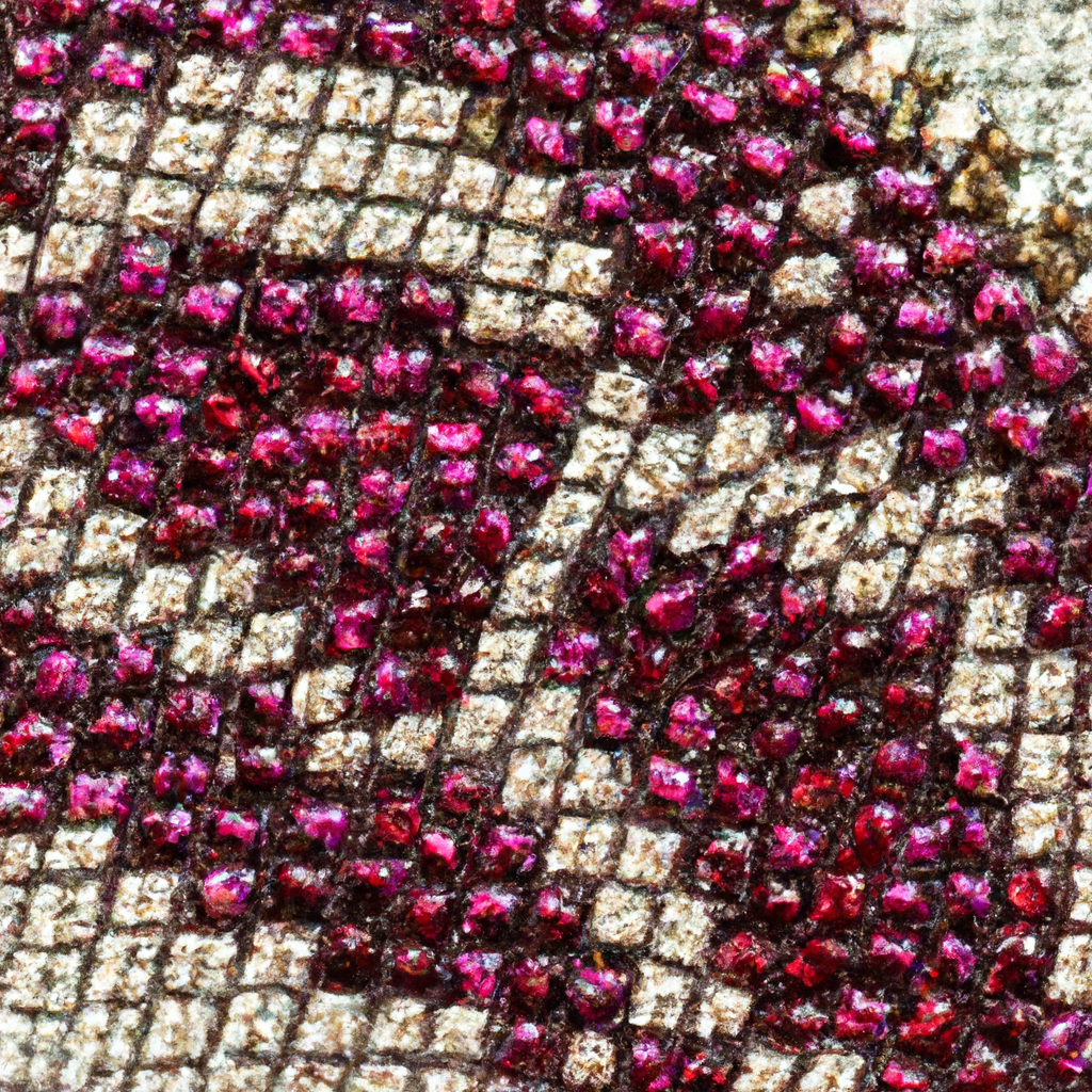 Close-up of bead weaving patterns with seed beads